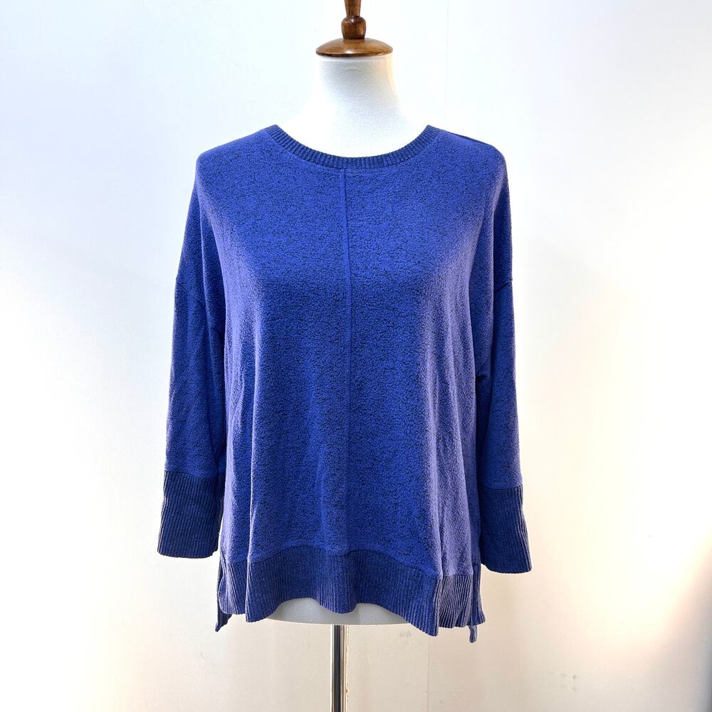 Habitat Blue Purple Knit Tunic Sweater Women's Small Hi-Low Slit Hem Relaxed